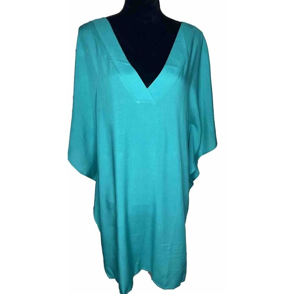 Ekouaer Turquoise Swimsuit Coverup Small w/flutter sleeves - Picture 2 of 6